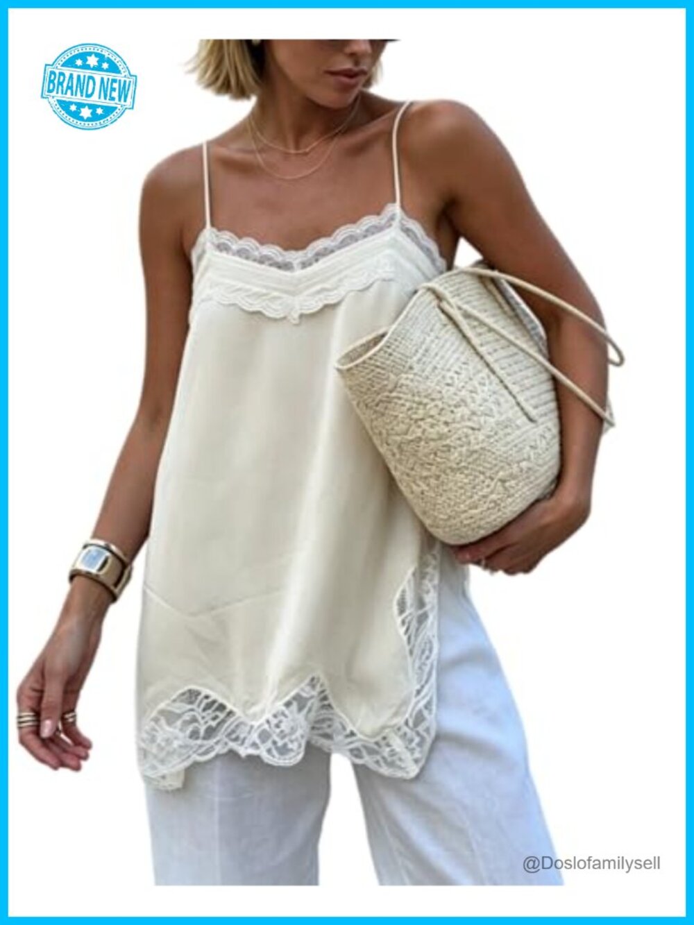 Y2k Chiffon Lace Trim Cami Top Side Split Camisole Spaghetti Strap
